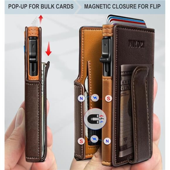 Men Wallet,with Money Clip Coins Pocket ID Window,Slim Front Pocket RFID - Picture 3 of 7